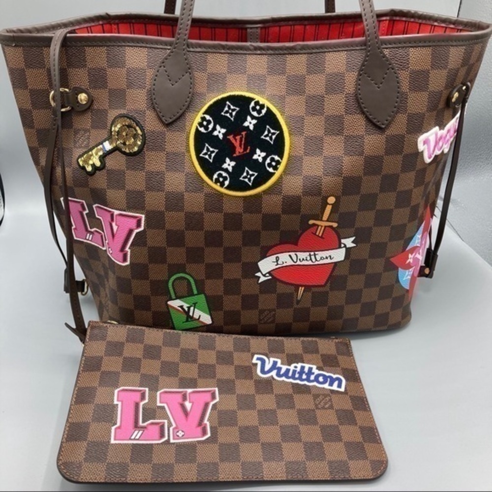 Louis Vuitton LV Neverfull Patch Sticker Damier MM jeans shirt shoe purse - Picture 4 of 13